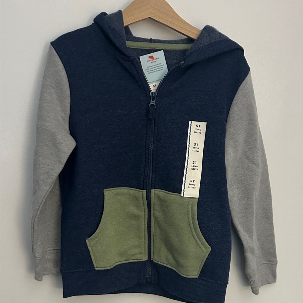 Cat & Jack Navy Hoodie with Olive Pocket